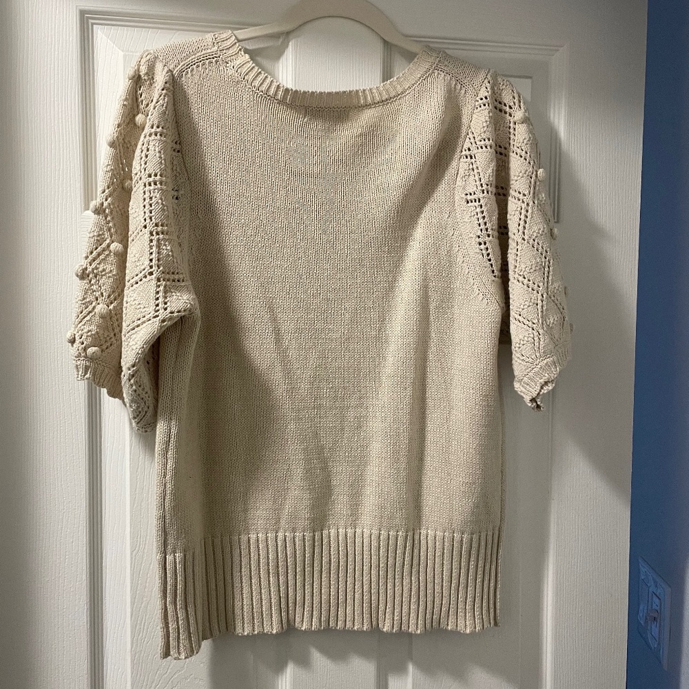 Beige Sweater with Puff Sleeves